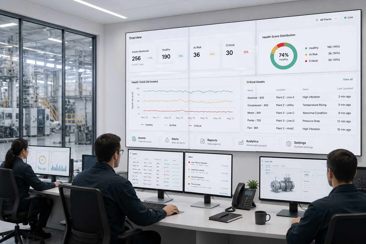 ServvEdge health dashboard in the maintenance control room
